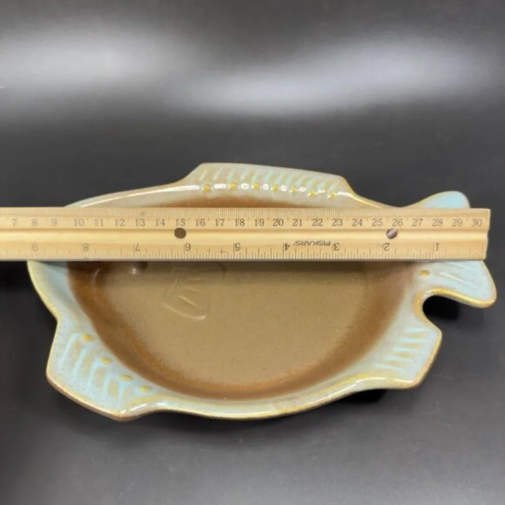 Vintage Hand Made Pottery Fish Shaped‎ Dish Bowl Container USA Pottery Stoneware